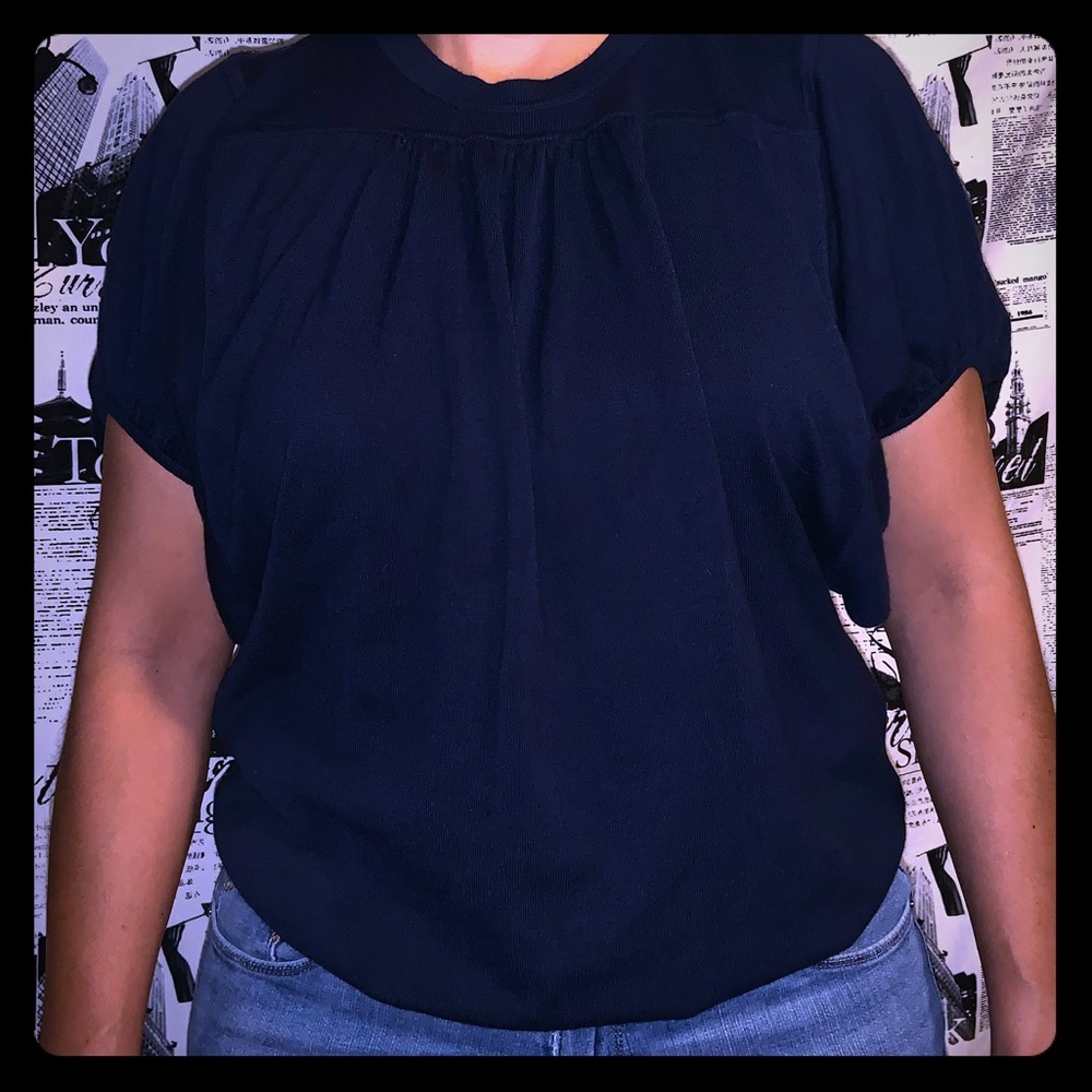 Navy top with back tie; size medium